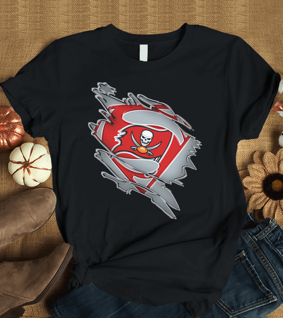 Buccaneers Super Bowl Superman Shield Logo Fusion T-Shirt