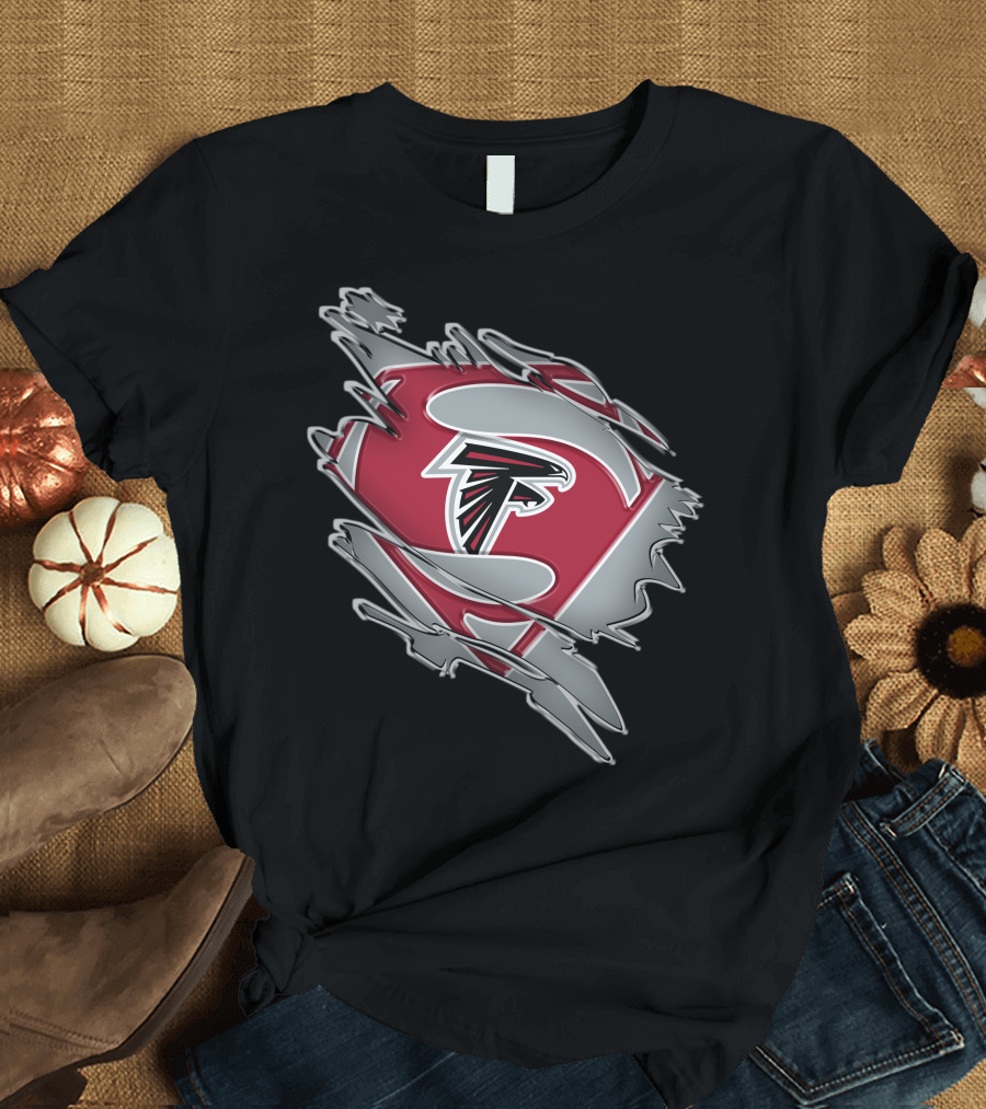 Atlanta Falcons Logo Man of Steel Super Hero Emblem T-Shirt