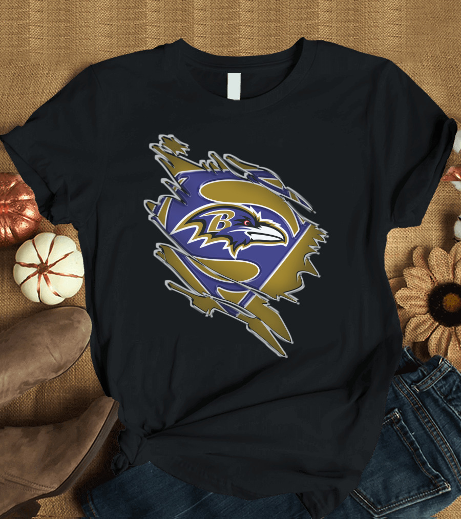 Baltimore Ravens Superhero Logo Burst T-Shirt