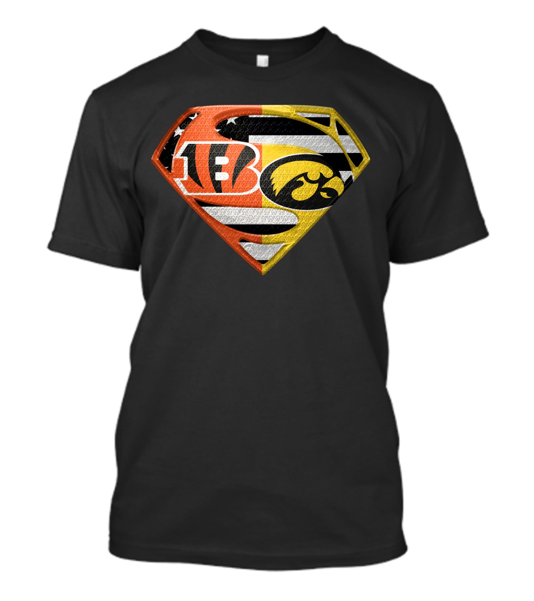 Superman Logo Cincinnati Bengals Iowa Hawkeyes Football Flag T-Shirt