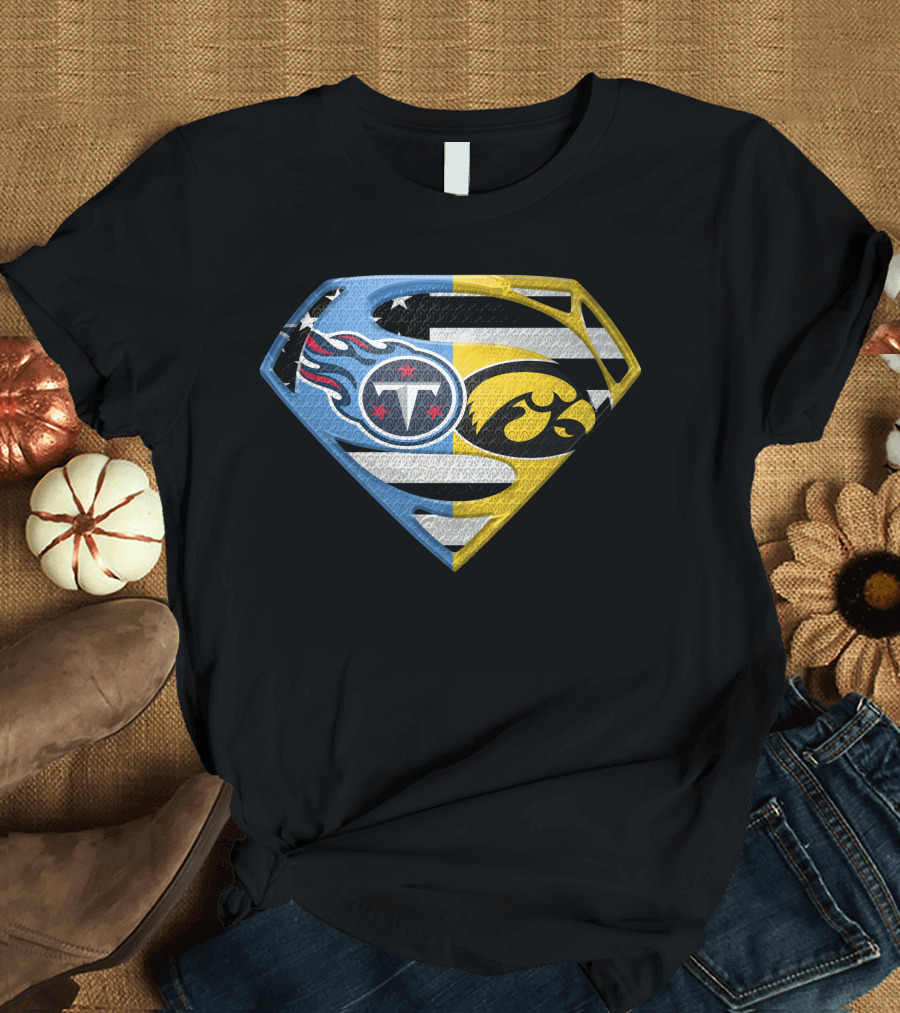 Superman Logo Mashup Titans Iowa Hawkeyes T-Shirt