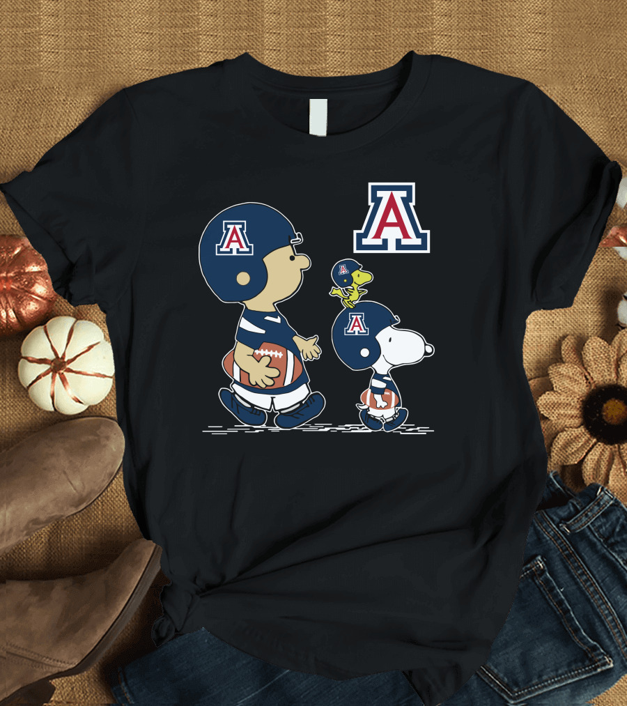 Arizona Wildcats Peanuts Snoopy Charlie Brown Woodstock Football Helmet T-Shirt