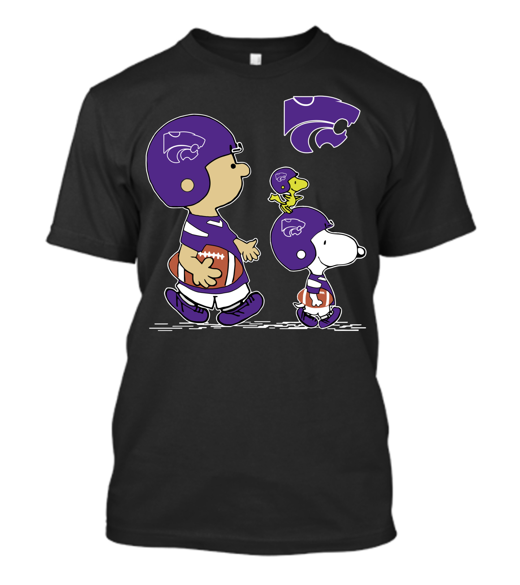 Kansas State Wildcats Peanuts Characters In Football Helmets T-Shirt