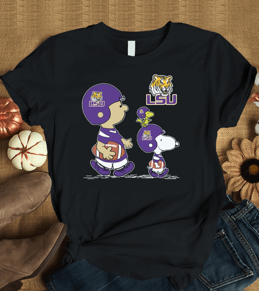 LSU Tigers Football Peanuts Characters Helmet T-Shirt
