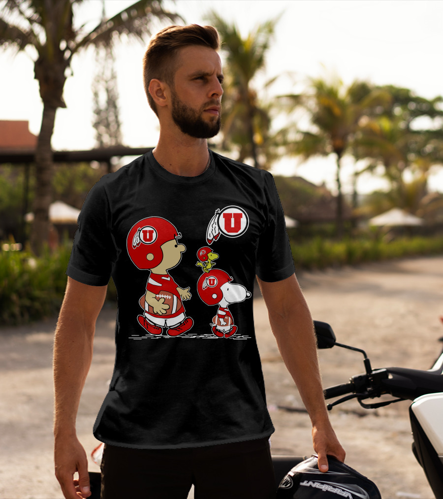 Utah Utes Snoopy Football Peanuts Gear T-Shirt