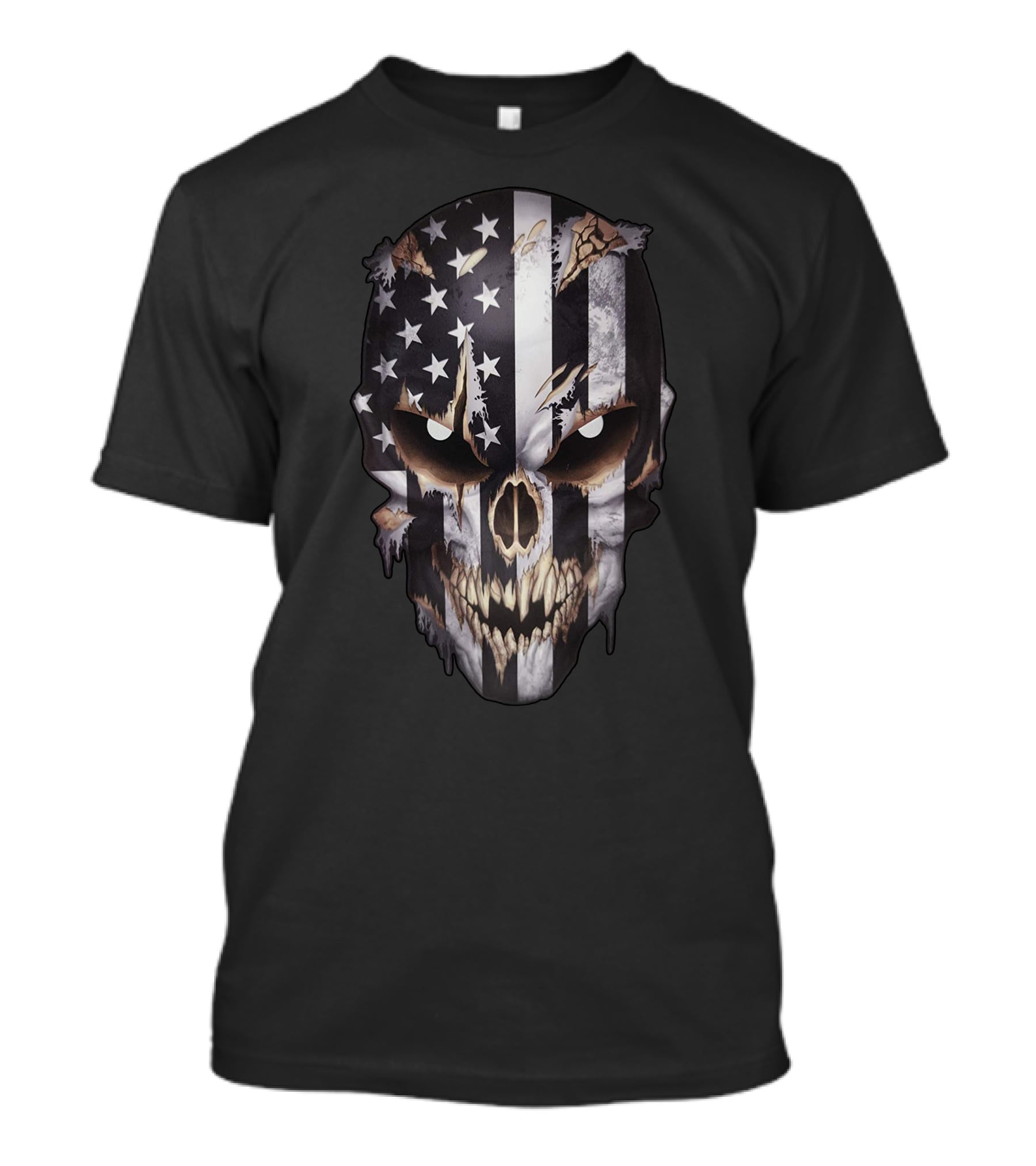 American Flag Distressed Skull T-Shirt