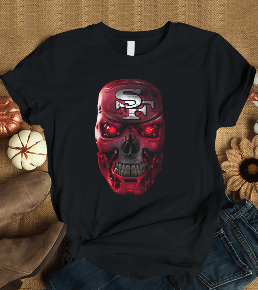 SF Skull 49ers Red Terminator Face T-Shirt