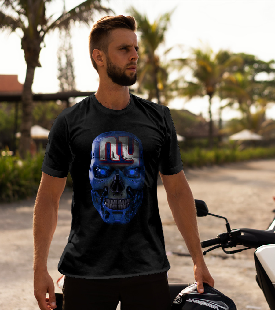 NY Giants Blue Skull Face T-Shirt
