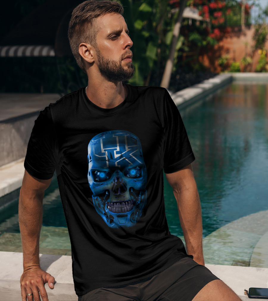 Skull UK Kentucky Wildcats Blue Metallic Face T-Shirt