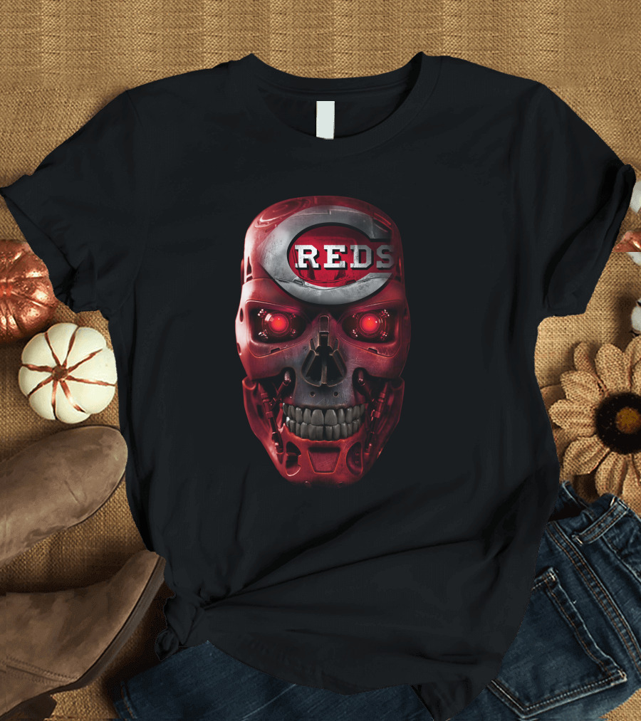 Cincinnati Reds Terminator Skull T-Shirt
