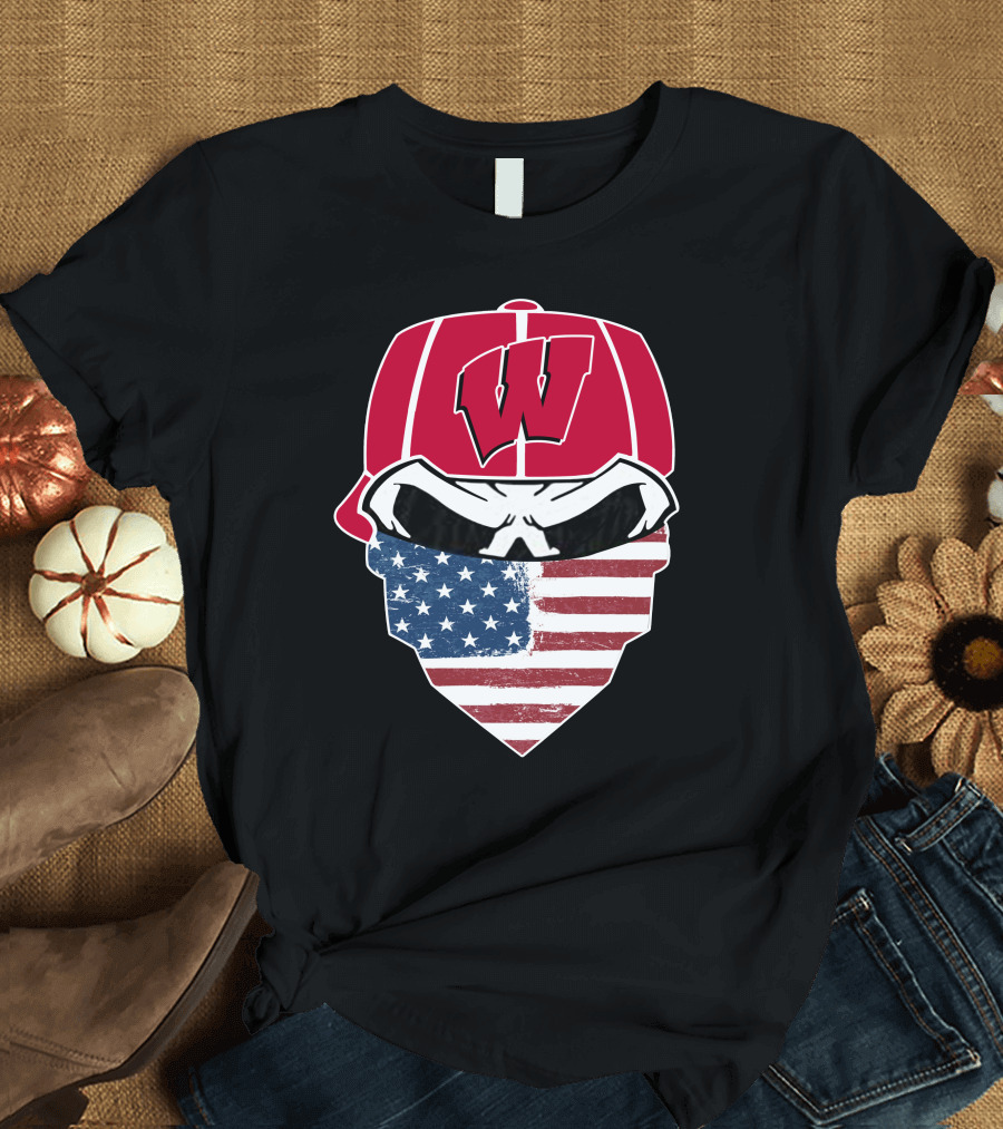 Badgers Skuls W Bandana American Flag T-Shirt