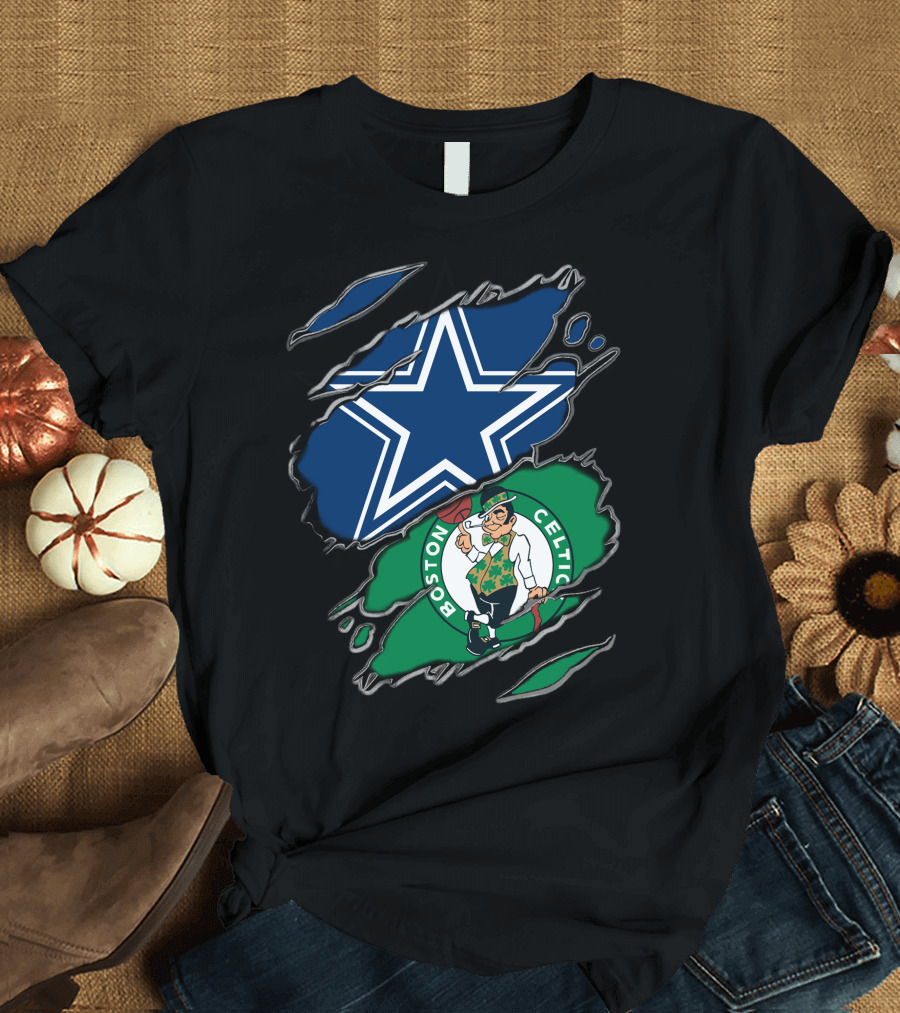 Dallas Cowboys And Boston Celtics Sports Fans Unite T-Shirt