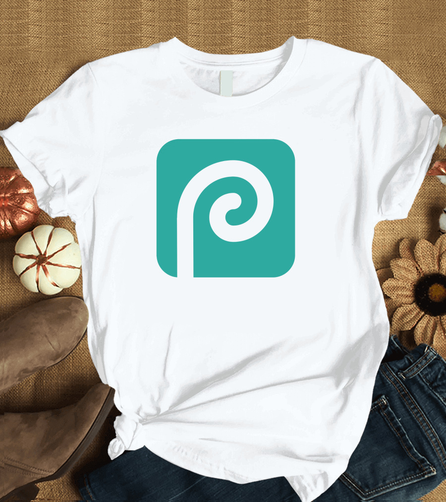 Photopea Logo Green Square Icon with White Curved P T-Shirt