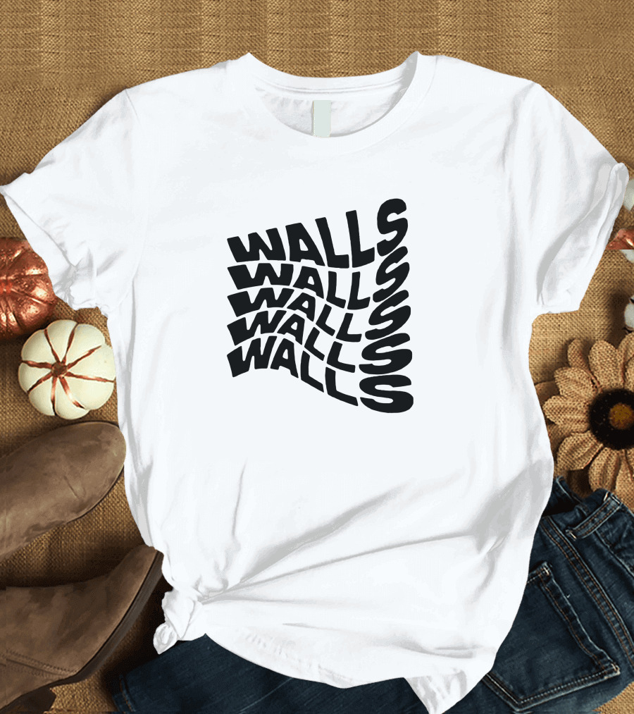 Wavy Black Walls Text Distortion T-Shirt
