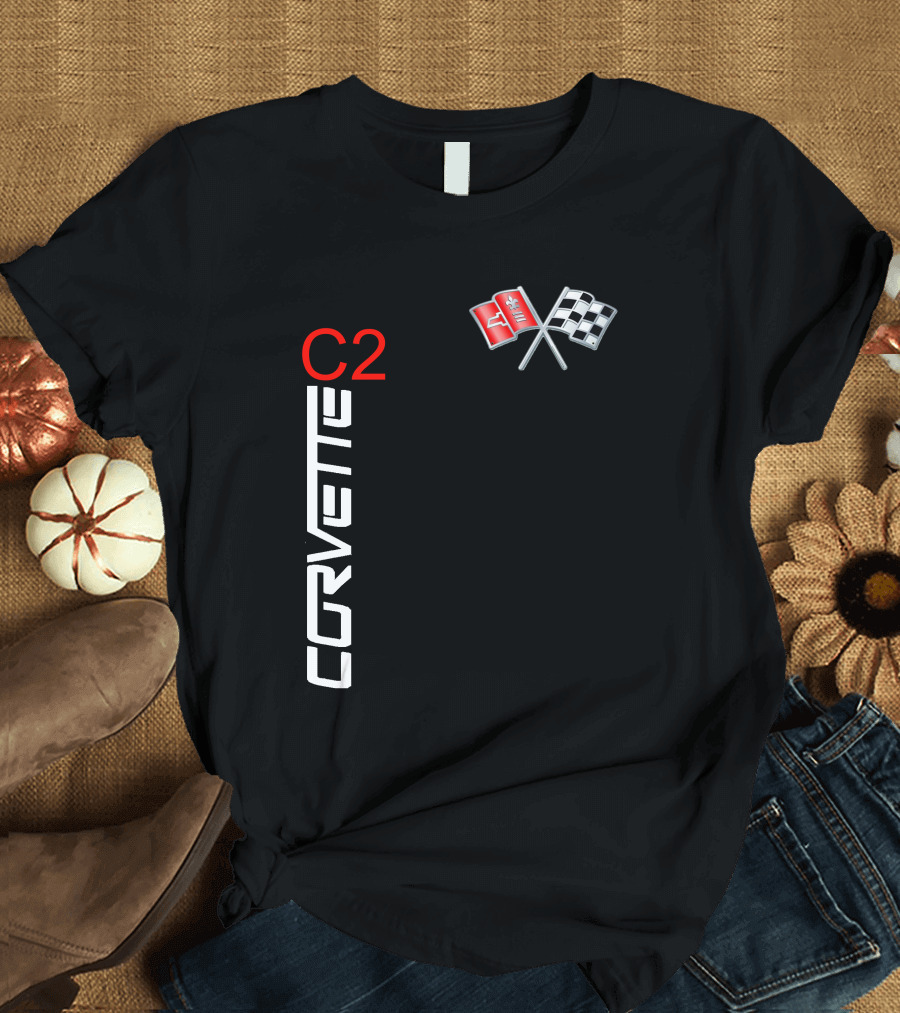CORVETTE C2 Crossed Flags Emblem T-Shirt