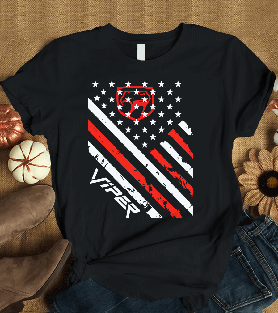 Dodge Viper American Flag Stripes and Stars T-Shirt