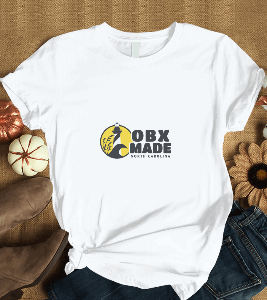 OBX Made North Carolina Lighthouse Wave Badge T-Shirt