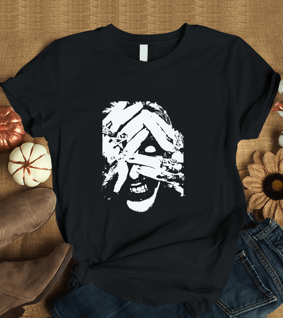 Jake E Munro Grin Eyes Covered Hands T-Shirt