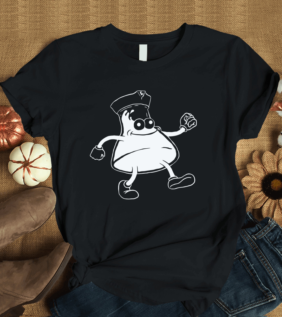 Erik Internet Comment Etiquette Merch Store Cartoon Character with Police Hat and Gloves T-Shirt