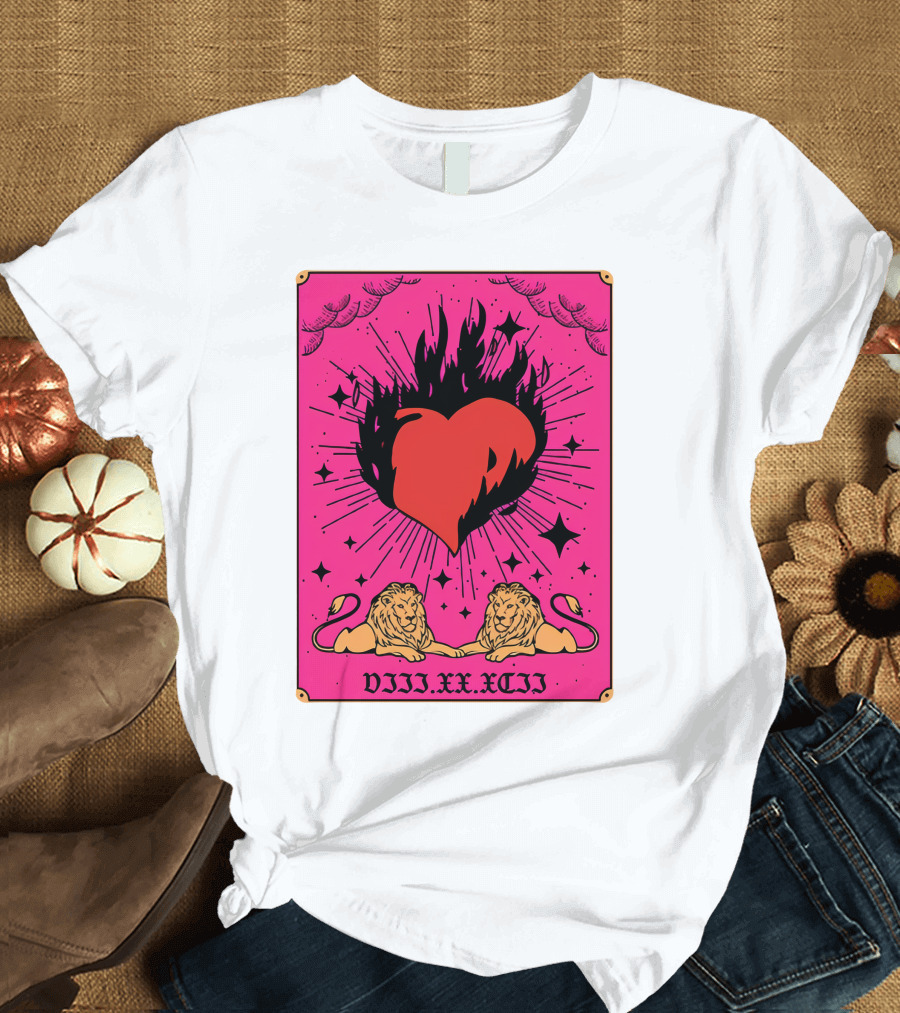 Demi Lovato Burning Heart Pink Lions VIII.XX.XCII T-Shirt