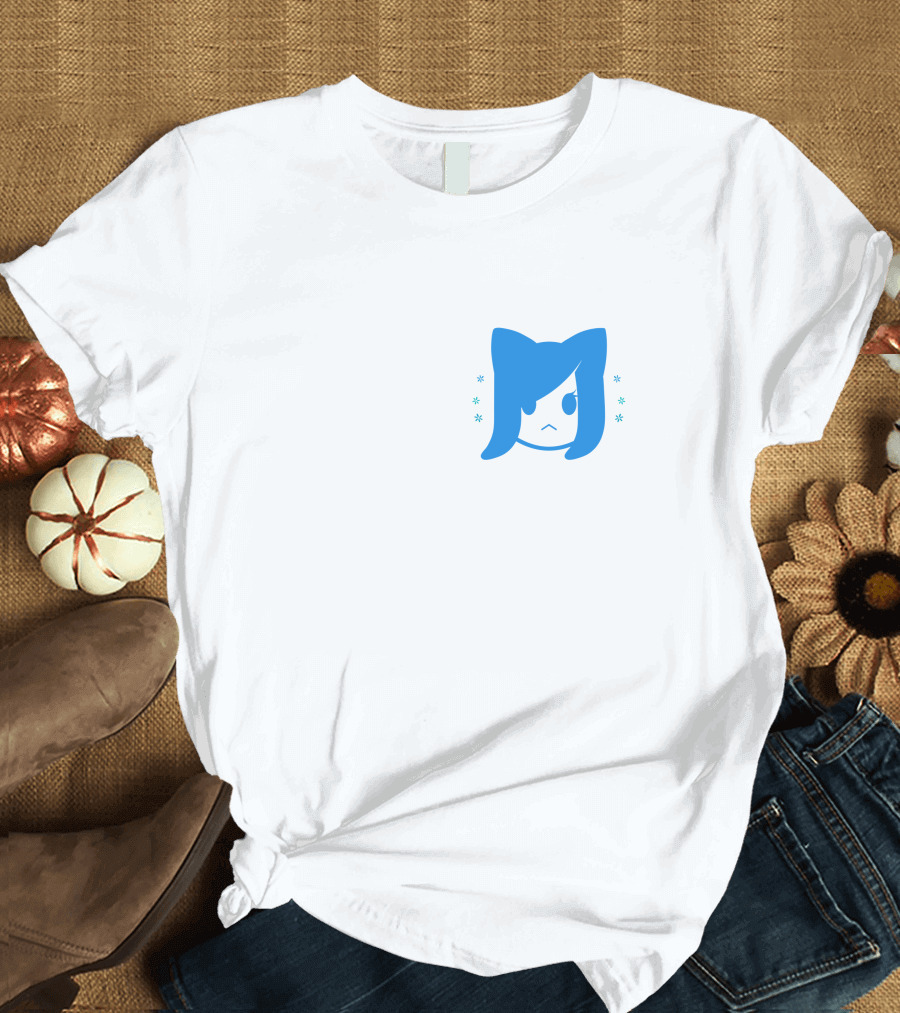 Akidearest Merch Aki Blue Hair Character Face with Stars T-Shirt