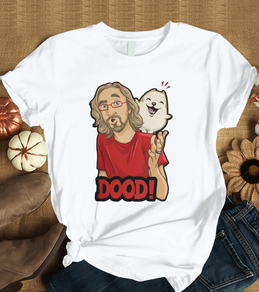 Maximilian Dood Merchandise Featuring Animated Character and Iconic Dood T-Shirt