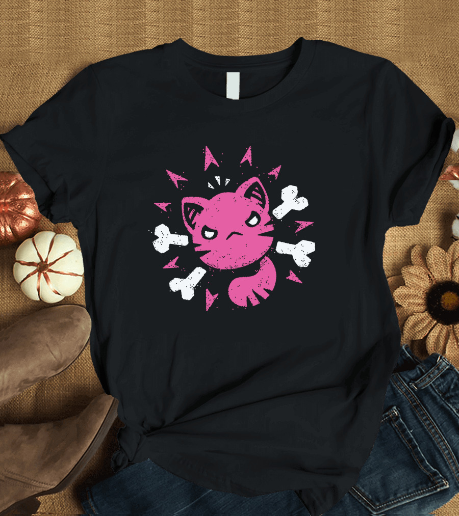 Slime Rancher Merch Ferocious Feral Pink Cat Tony Kuchar T-Shirt