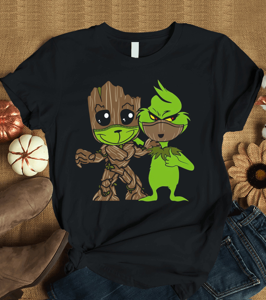 Groot Meets the Grinch Crossover Character Mashup T-Shirt
