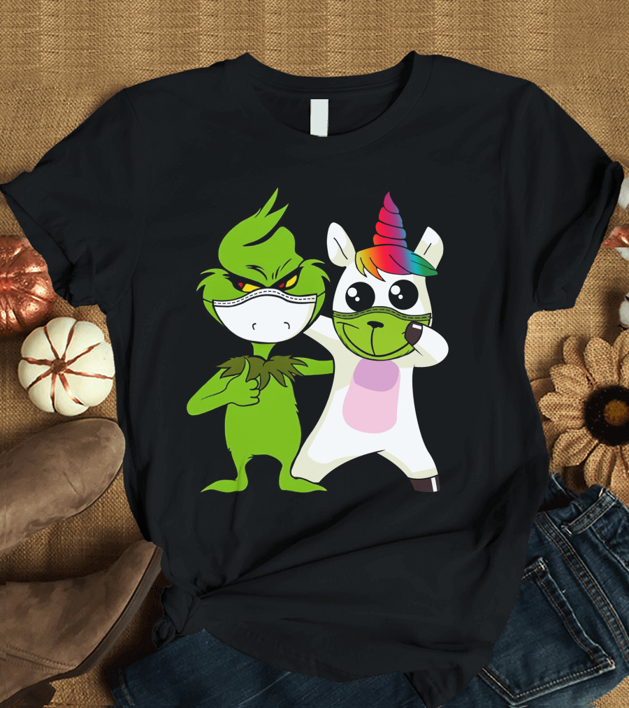 Grinch Unicorn Masked Duo Hugging Cute T-Shirt