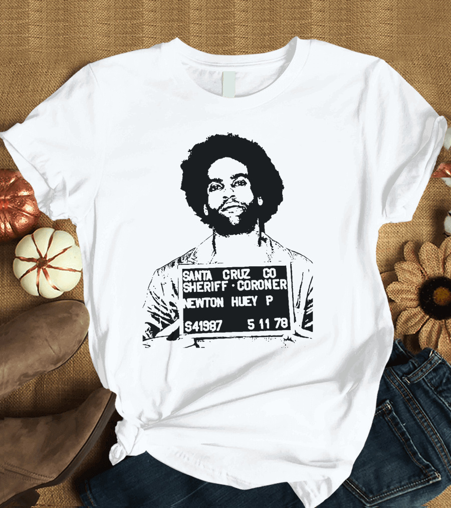 Huey Newton Santa Cruz County Mugshot 5-11-78 T-Shirt