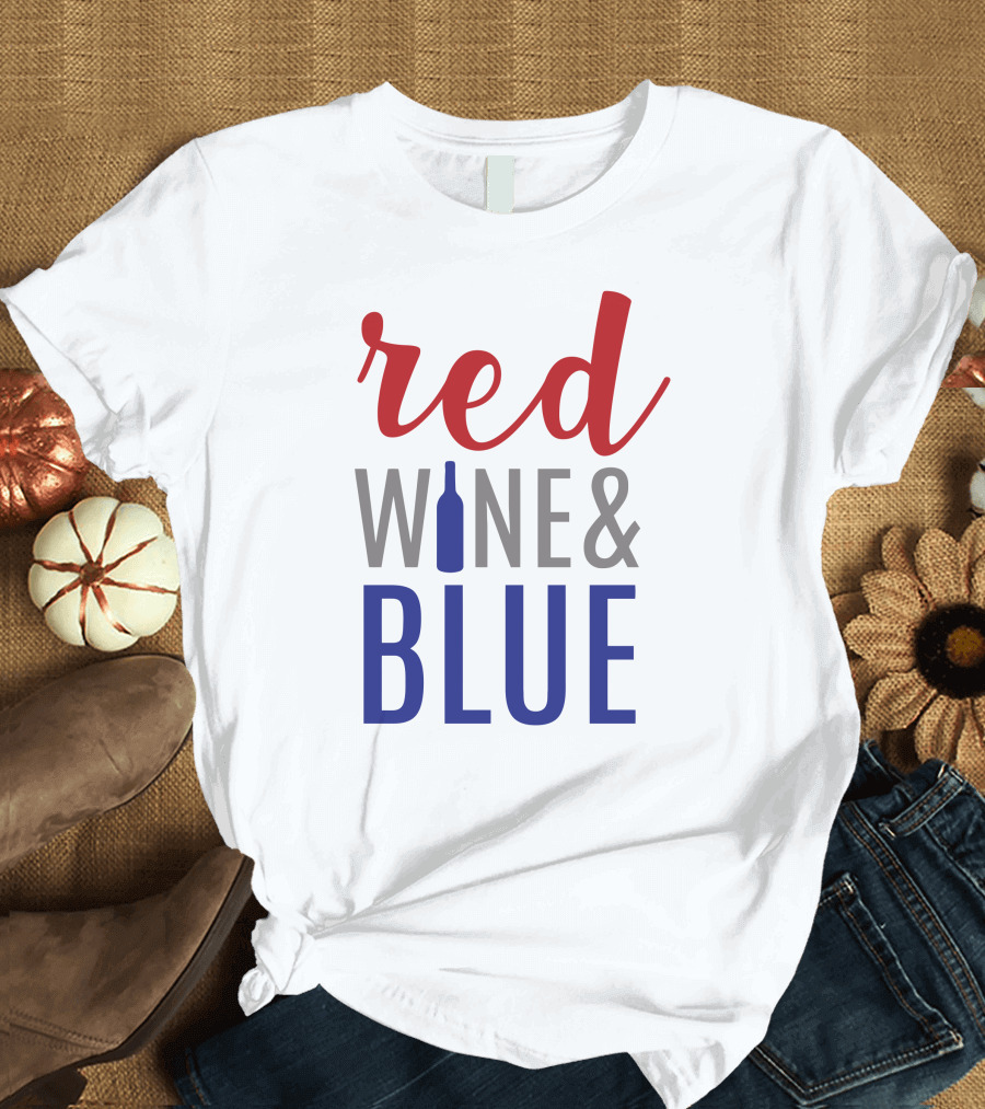 Red Wine Bottle and Blue T-Shirt