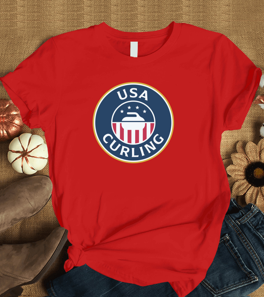 USA Curling Team Peterson Red Emblem T-Shirt