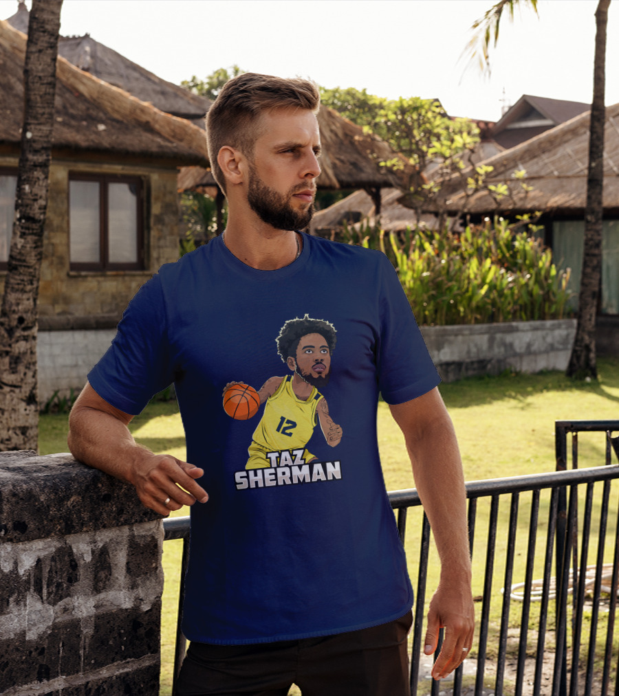 Taz Sherman Basketball Illustration 12 Lakers Jersey Players Trunk Collaboration T-Shirt