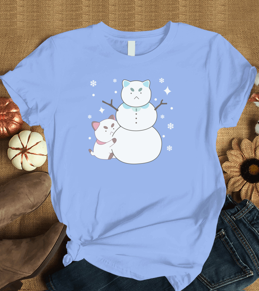 Bee and Puppycat Cute Snowman Scene T-Shirt