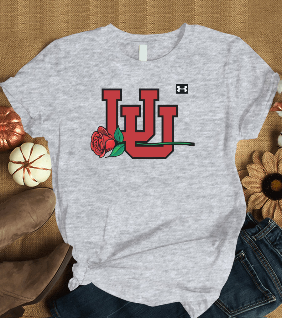 Utah Utes Interlocking Logo with Rose Under Armour Football T-Shirt