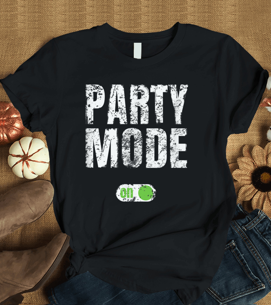 Party Mode On Off Sequin Switch Green Button T-Shirt