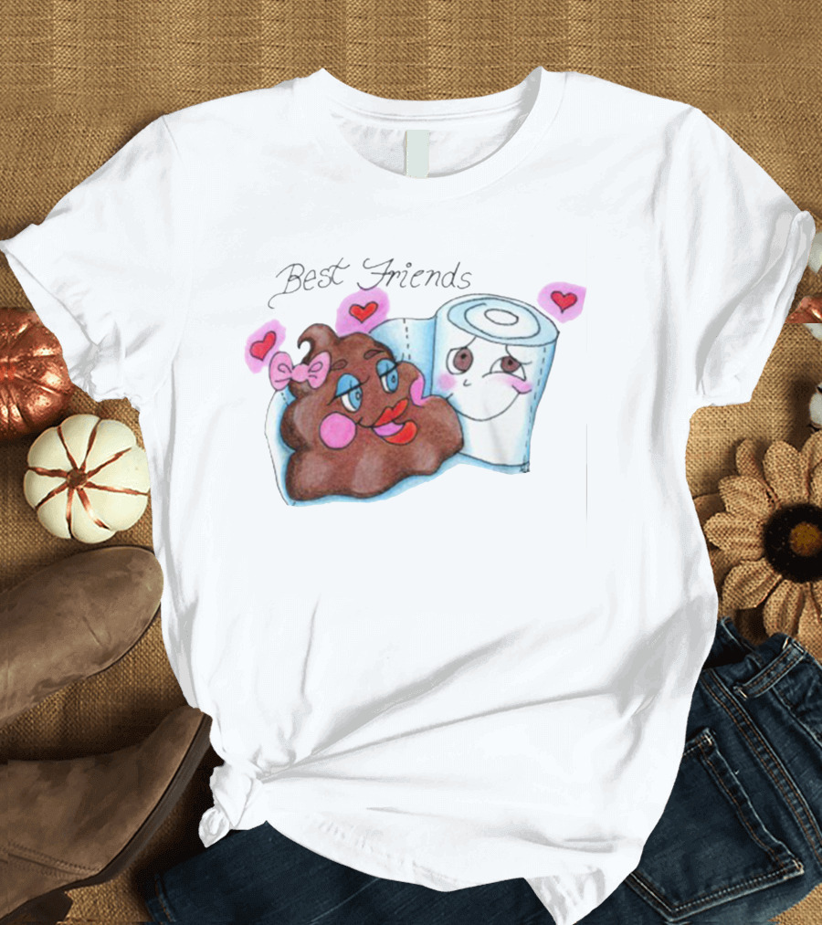 Best Friends Poop and Toilet Paper with Hearts T-Shirt