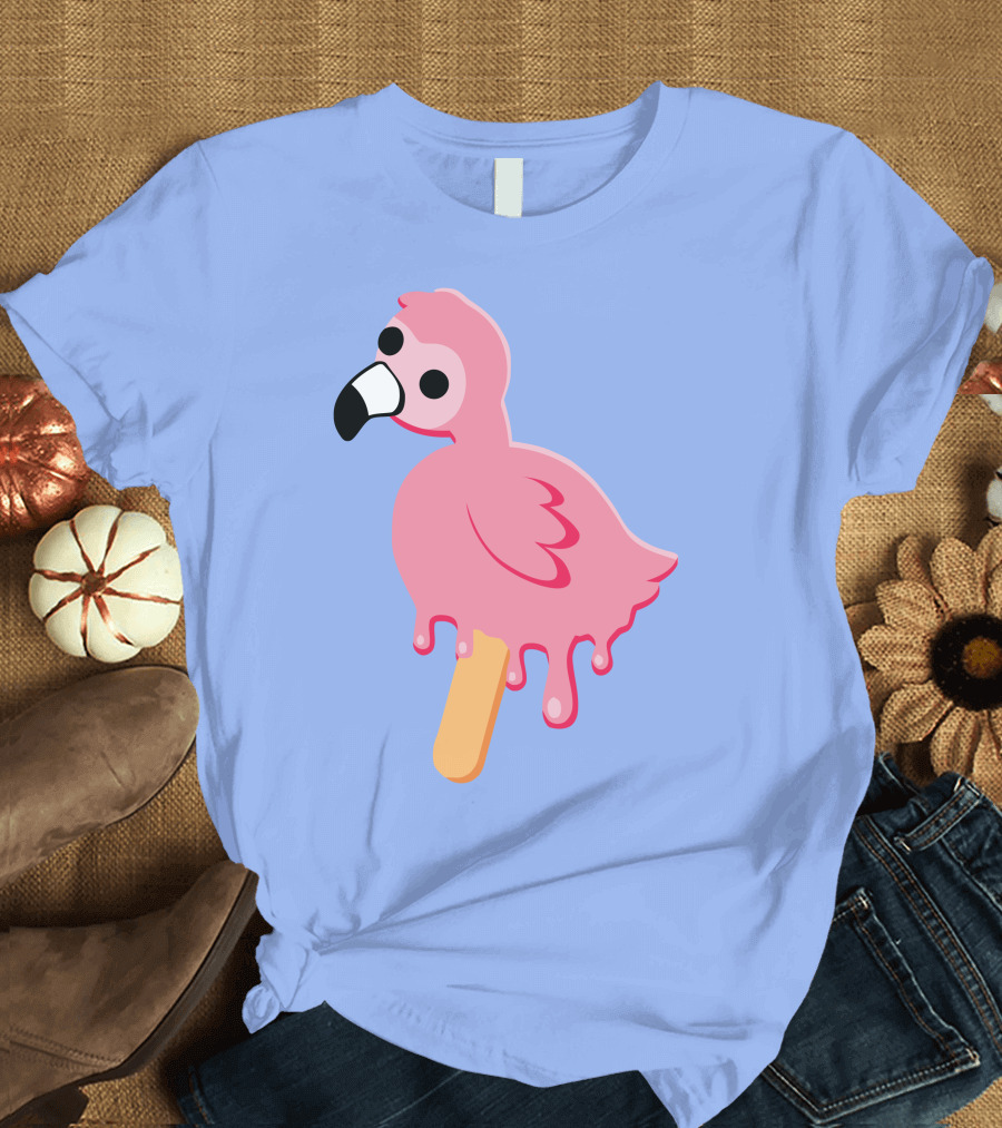 Flamingo Popsicle Melting Drip T-Shirt