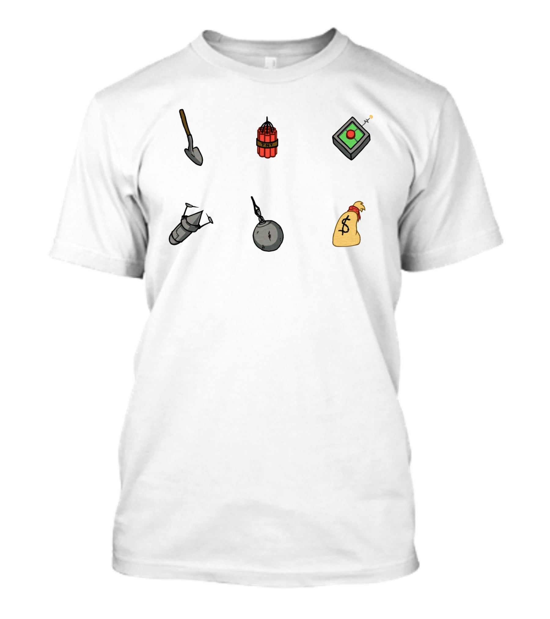 Among Us Shop Shovel Dynamite Detonator Missile Wrecking Ball Money Bag T-Shirt