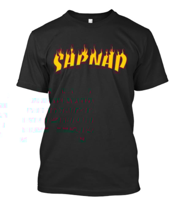 Sapnap Flame Text Design Black T-Shirt