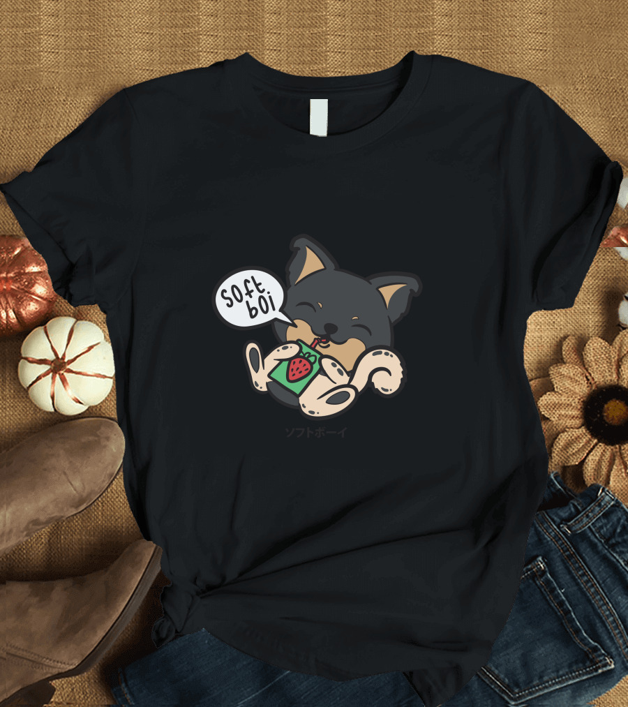 Soft Boi Crankgameplays Merch Spencer Dog Strawberry Drink Japan Text T-Shirt