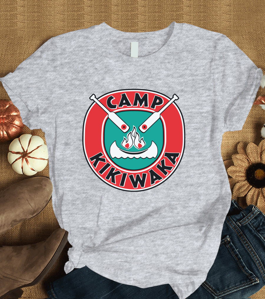 Camp Kikiwaka Logo with Canoe and Campfire Emblem T-Shirt