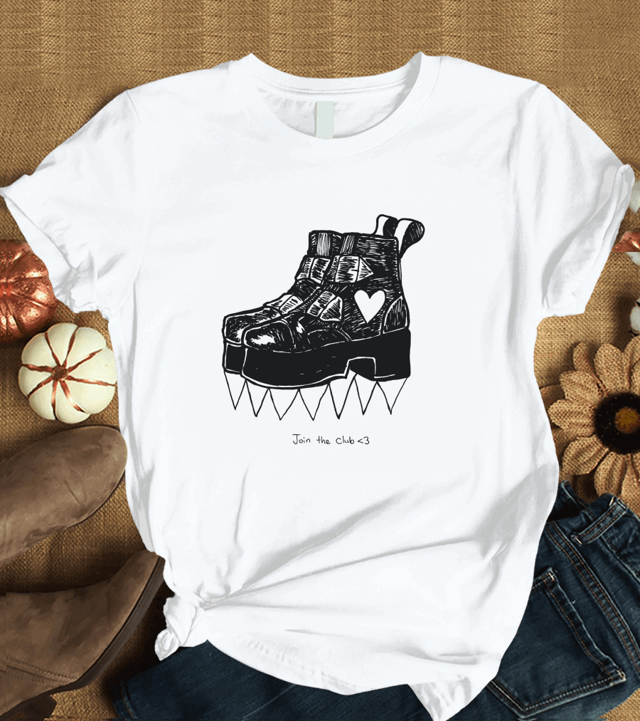 Join The Club Deathstud Boots Merch Heart Platform T-Shirt