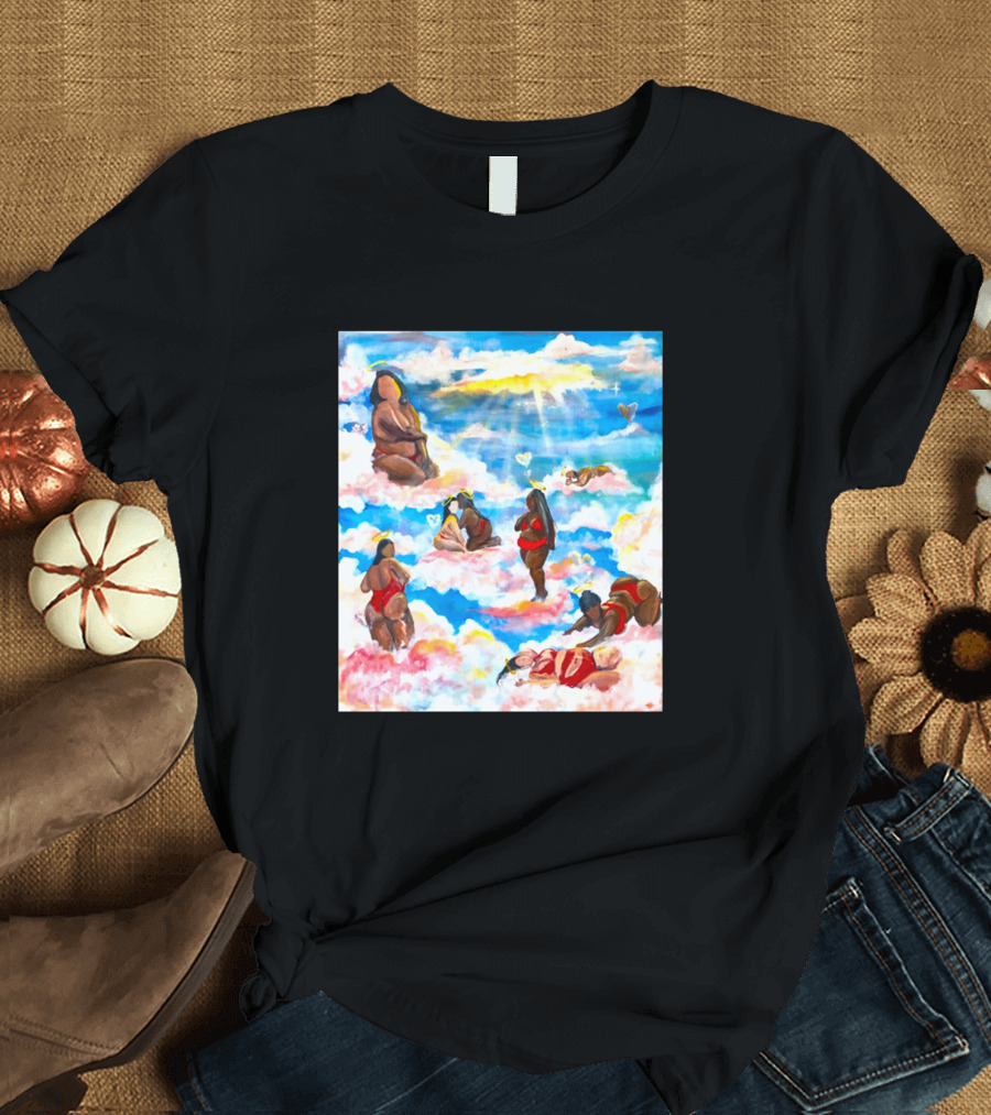 Fat Angels in Cloudscape with Hearts T-Shirt
