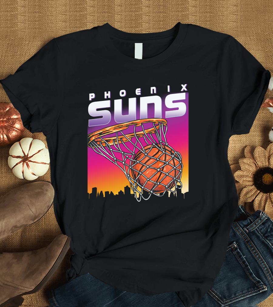 Phoenix Suns Modern Basketball Skyline Sunset T-Shirt