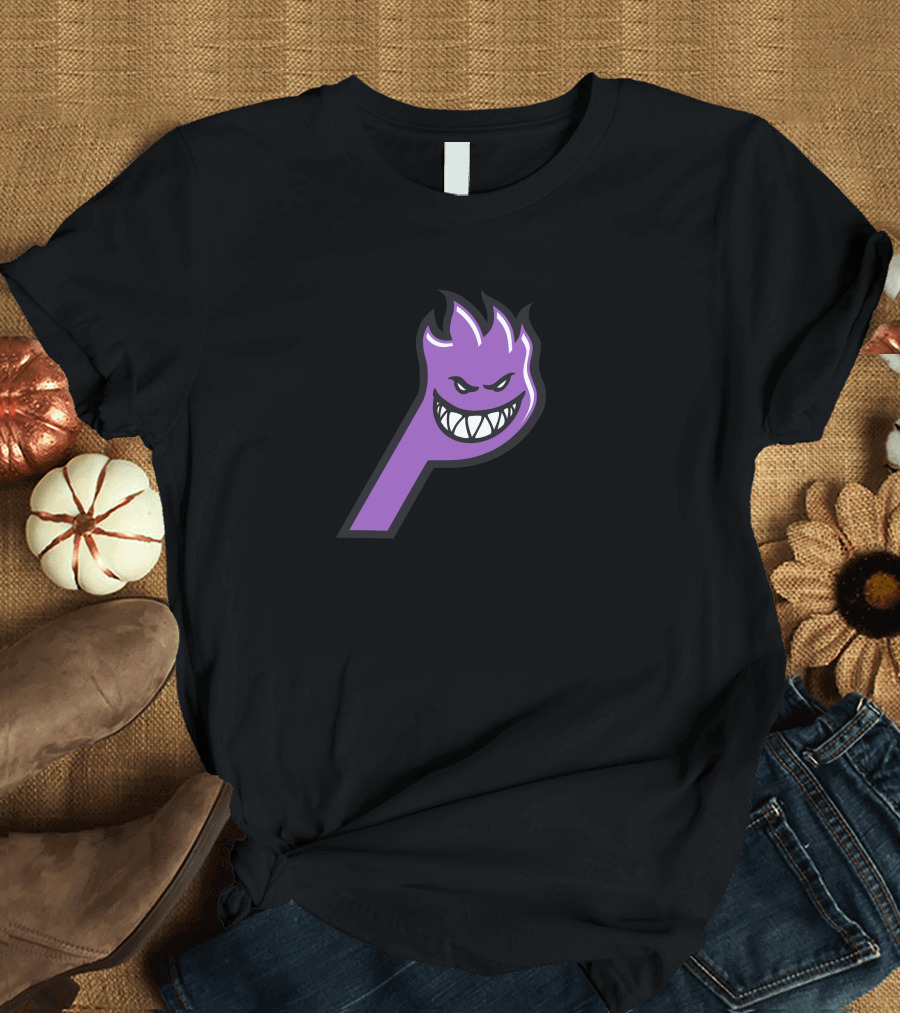 Palace Spitfire Purple Flame Logo With Smiling Face T-Shirt
