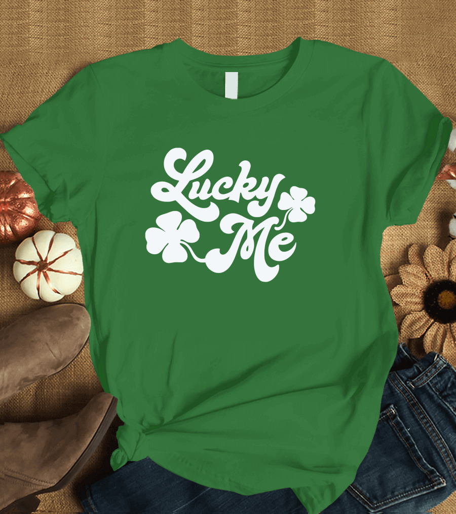 Charlie Hustle Lucky Me St Patrick's Day Green Shamrock T-Shirt