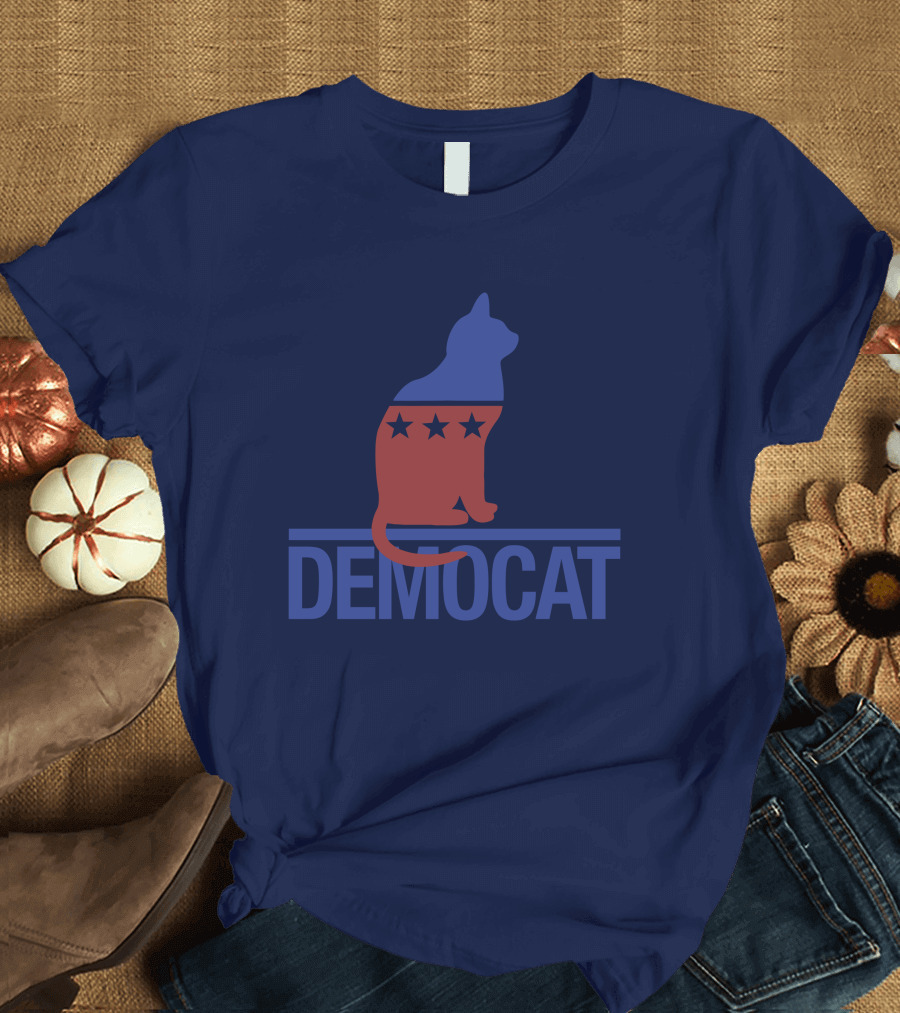 Democat Democrat Cat Political Stars Patriot T-Shirt
