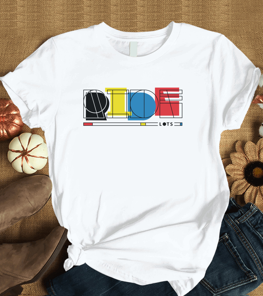 Ride Lots Geometric Multi Color Design Bicycling Shop T-Shirt