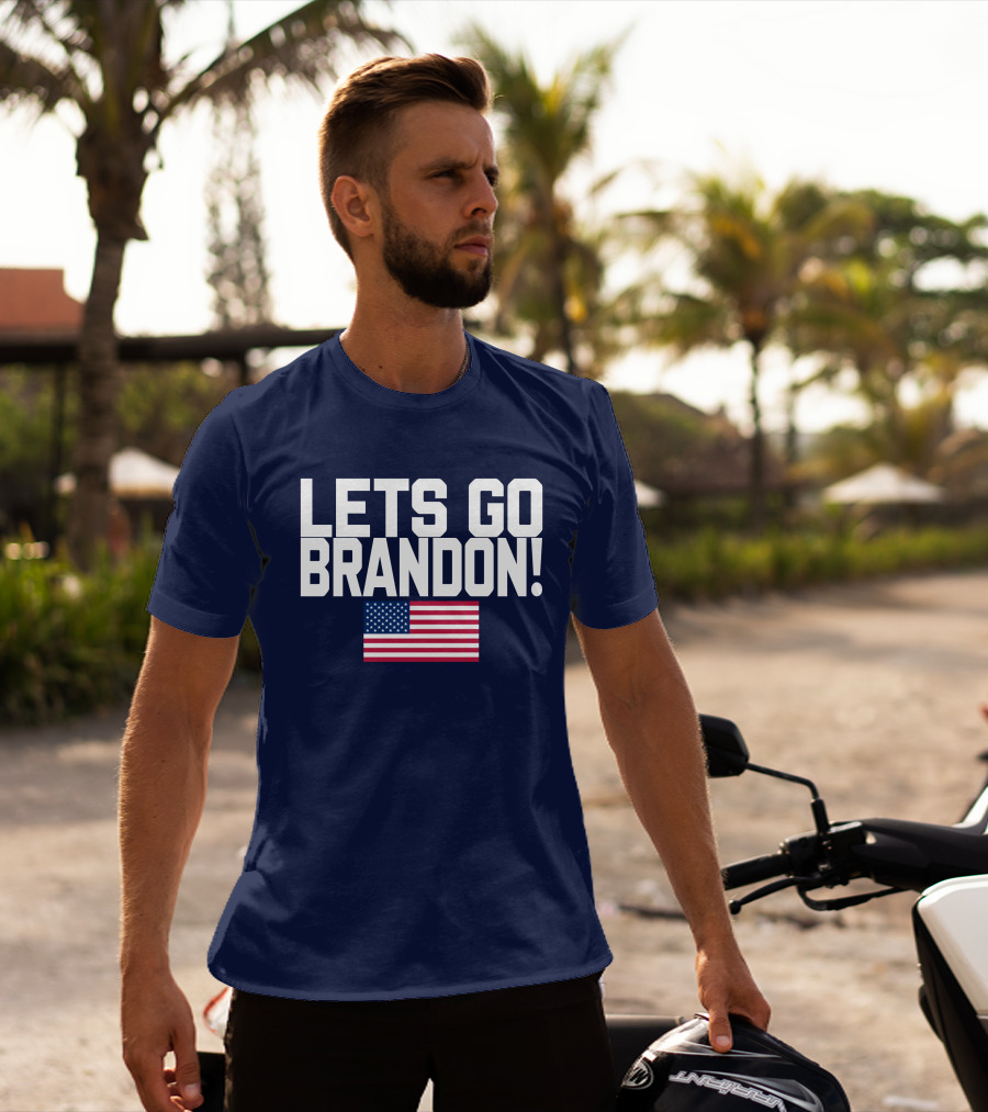 Lets Go Brandon Marine Veteran American Flag T-Shirt